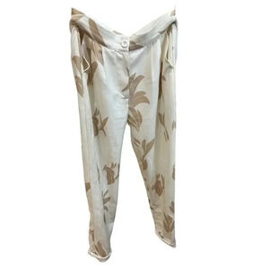 L'Atiste by Amy Women's White & Gold Floral Straight Leg Capri Pant Size Small